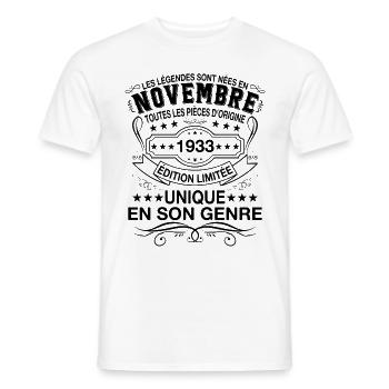 Les Légendes Sont Nées En Novembre 1933 Cadeau - T-shirt homme - blanc - Devant - AI Model Male 178 dark (178cm)