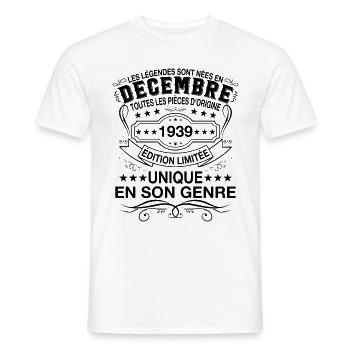 Les Légendes Sont Nées En Décembre 1939 Cadeau - T-shirt homme - blanc - Devant - AI Model Male 178 dark (178cm)