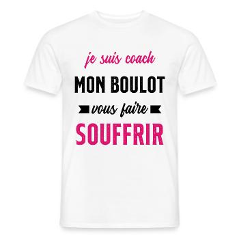 Je suis coach mon boulot vous faire souffrir - T-shirt homme - blanc - Devant - AI Model Male 178 dark (178cm)