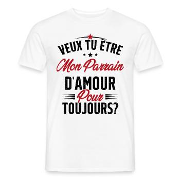 Veux Tu Être Mon Parrain D'amour pour toujours - T-shirt homme - blanc - Devant - AI Model Male 178 dark (178cm)