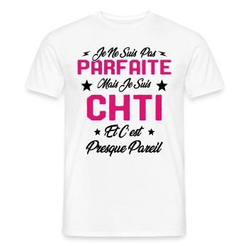 Je ne Suis pas Parfaite Mais je suis Chti Cadeau - T-shirt homme - blanc - Devant - AI Model Male 178 dark (178cm)