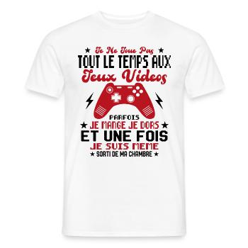 Je ne joue pas tout le temps aux jeux vidéos - T-shirt homme - blanc - Devant - AI Model Male 178 dark (178cm)