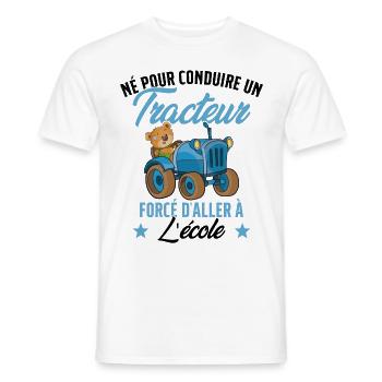 Né pour conduire un tracteur conducteur tracteur - T-shirt homme - blanc - Devant - AI Model Male 178 dark (178cm)