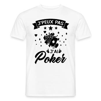 Je Peux Pas J'ai Poker Cadeau - T-shirt homme - blanc - Devant - AI Model Male 178 dark (178cm)