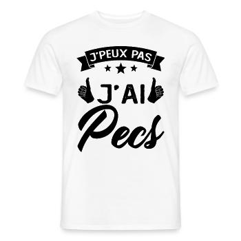 je peux pas j'ai pecs idée cadeau humour citations - T-shirt homme - blanc - Devant - AI Model Male 178 dark (178cm)