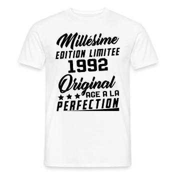 Millésime 1992 Original Cadeau D'anniversaire - T-shirt homme - blanc - Devant - AI Model Male 178 dark (178cm)