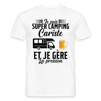 Super Camping Cariste et Je Gère la Pression - T-shirt homme - blanc - Devant - AI Model Male 178 dark (178cm)