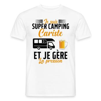 Super Camping Cariste et Je Gère la Pression - T-shirt homme - blanc - Devant - AI Model Male 178 dark (178cm)