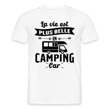 La vie est plus belle en Camping-car humour cadeau - T-shirt homme - blanc - Devant - AI Model Male 178 dark (178cm)