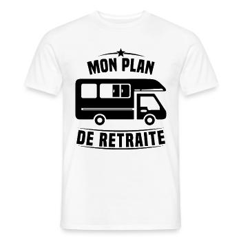 Mon Plan de Retraite Camping Car Humour Cadeau - T-shirt homme - blanc - Devant - AI Model Male 178 dark (178cm)