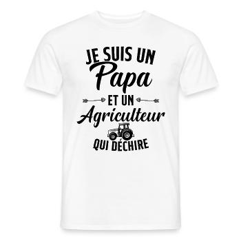 Papa et agriculteur qui déchire - T-shirt homme - blanc - Devant - AI Model Male 178 dark (178cm)