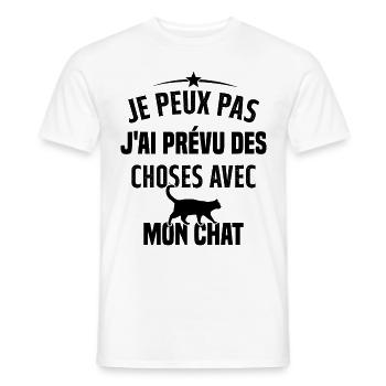 Je peux pas j'ai prévu des choses avec mon chat - T-shirt homme - blanc - Devant - AI Model Male 178 dark (178cm)