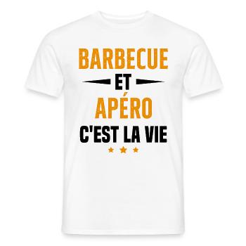Barbecue et apéro c'est la vie vacances d'été - T-shirt homme - blanc - Devant - AI Model Male 178 dark (178cm)