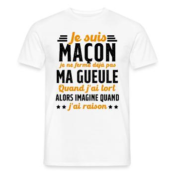 Maçon humour je ne ferme pas ma gueule maçonnerie - T-shirt homme - blanc - Devant - AI Model Male 178 dark (178cm)