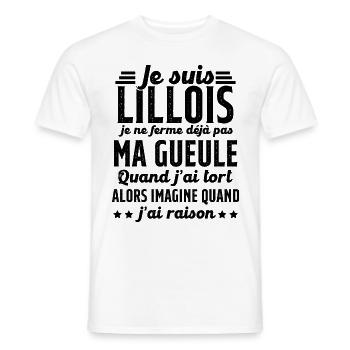 Lillois je ferme pas ma gueule cadeau Lille humour - T-shirt homme - blanc - Devant - AI Model Male 178 dark (178cm)