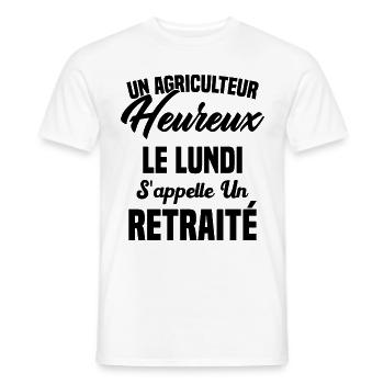 Agriculteur Heureux le lundi S'appelle un Retraité - T-shirt homme - blanc - Devant - AI Model Male 178 dark (178cm)