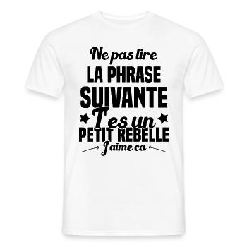 Ne pas lire la phrase suivante - T-shirt homme - blanc - Devant - AI Model Male 178 dark (178cm)