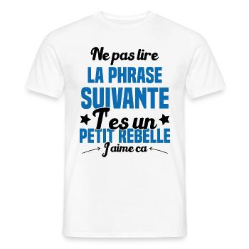 Ne pas lire la phrase suivante - T-shirt homme - blanc - Devant - AI Model Male 178 dark (178cm)