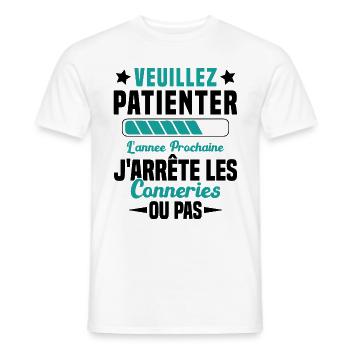 J'arrête les conneries humour - T-shirt homme - blanc - Devant - AI Model Male 178 dark (178cm)