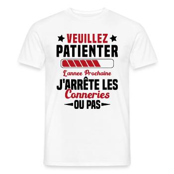 J'arrête les conneries humour - T-shirt homme - blanc - Devant - AI Model Male 178 dark (178cm)
