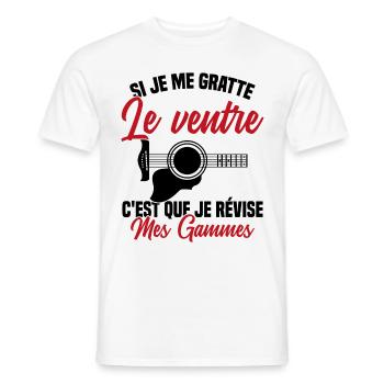 Si je me gratte le ventre humour guitariste - T-shirt homme - blanc - Devant - AI Model Male 178 dark (178cm)