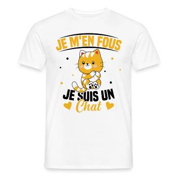 Je m'en fous Je suis un Chat Humour Chat Chaton - T-shirt homme - blanc - Devant - AI Model Male 178 dark (178cm)