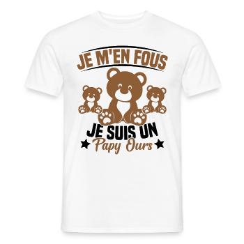 Je m en fous je suis un Papy ours Grand père - T-shirt homme - blanc - Devant - AI Model Male 178 dark (178cm)