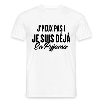 J'peux pas Je suis déjà en Pyjama - T-shirt homme - blanc - Devant - AI Model Male 178 dark (178cm)