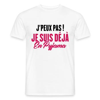 J'peux pas Je suis déjà en Pyjama - T-shirt homme - blanc - Devant - AI Model Male 178 dark (178cm)