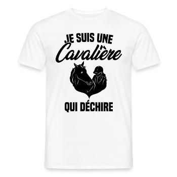 Je suis Une Cavalière Qui Déchire Chevaux Cadeau - T-shirt homme - blanc - Devant - AI Model Male 178 dark (178cm)
