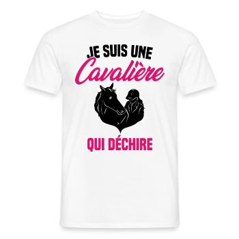 Je suis Une Cavalière Qui Déchire Chevaux Cadeau - T-shirt homme - blanc - Devant - AI Model Male 178 dark (178cm)