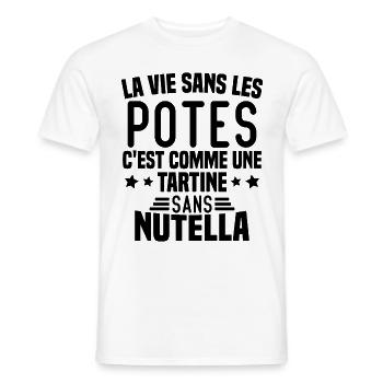 Tartine sans chocolat Humour Cadeau - T-shirt homme - blanc - Devant - AI Model Male 178 dark (178cm)