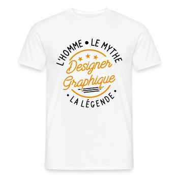 Designer Graphique L Homme Le Mythe La Légende - T-shirt homme - blanc - Devant - AI Model Male 178 dark (178cm)