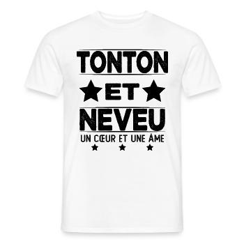 Tonton et Neveu Cadeau Humour - T-shirt homme - blanc - Devant - AI Model Male 178 dark (178cm)