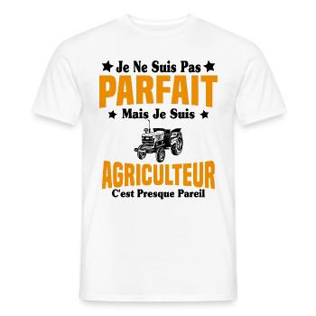 Pas parfait mais je suis un papa agriculteur Cool - T-shirt homme - blanc - Devant - AI Model Male 178 dark (178cm)