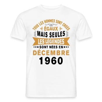 Les légendes sont nées en Décembre 1960 - T-shirt homme - blanc - Devant - AI Model Male 178 dark (178cm)