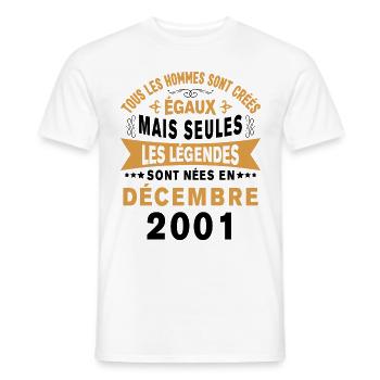Les légendes sont nées en Décembre 2001 Cadeau - T-shirt homme - blanc - Devant - AI Model Male 178 dark (178cm)