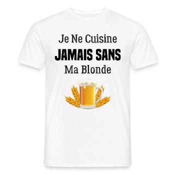 Je ne cuisine jamais sans ma blonde - T-shirt homme - blanc - Devant - AI Model Male 178 dark (178cm)