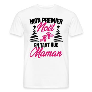 Mon Premier Noël en Tant que Maman - T-shirt homme - blanc - Devant - AI Model Male 178 dark (178cm)