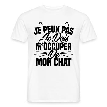 je peux pas mon chat femme humour cadeau - T-shirt homme - blanc - Devant - AI Model Male 178 dark (178cm)