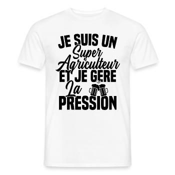 Super Agriculteur Biere Humour Alcool - T-shirt homme - blanc - Devant - AI Model Male 178 dark (178cm)