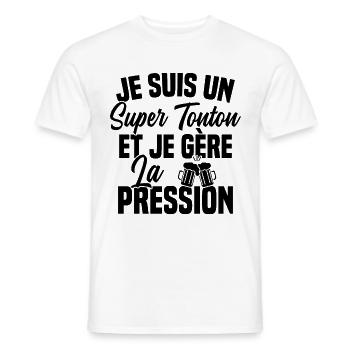 Super Tonton Biere Humour Alcool - T-shirt homme - blanc - Devant - AI Model Male 178 dark (178cm)