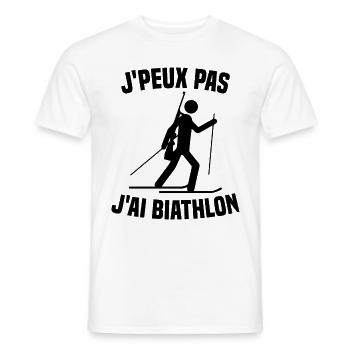 Je peux pas j'ai biathlon humour cadeau - T-shirt homme - blanc - Devant - AI Model Male 178 dark (178cm)