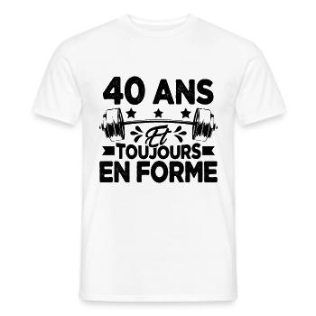 40 Ans et Toujours En Forme Gym Sport Muscu Cadeau - T-shirt homme - blanc - Devant - AI Model Male 178 dark (178cm)