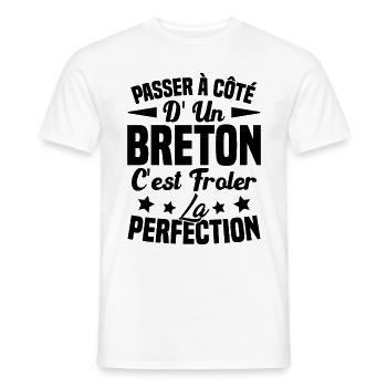 Breton Perfection - Cadeau Humour Breton - T-shirt homme - blanc - Devant - AI Model Male 178 dark (178cm)