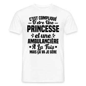 Princesse et Ambulancière Cadeau Humour - T-shirt homme - blanc - Devant - AI Model Male 178 dark (178cm)
