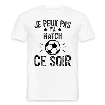 Je Peux Pas Y'A Match Ce soir Joueur Football - T-shirt homme - blanc - Devant - AI Model Male 178 dark (178cm)