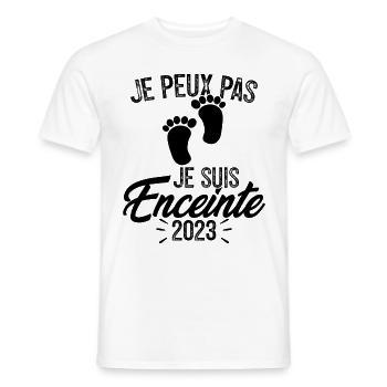 J'peux pas je suis enceinte 2023 - T-shirt homme - blanc - Devant - AI Model Male 178 dark (178cm)