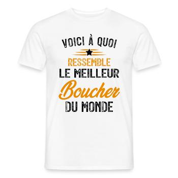 Voici à quoi ressemble le meilleur Boucher - T-shirt homme - blanc - Devant - AI Model Male 178 dark (178cm)