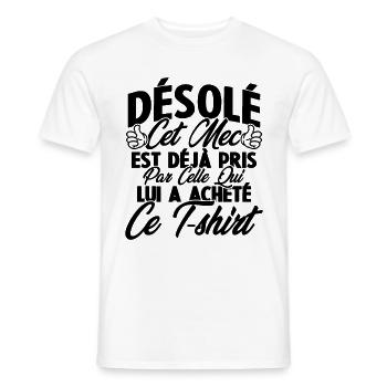 Désolé cet mec est déjà pris par - T-shirt homme - blanc - Devant - AI Model Male 178 dark (178cm)